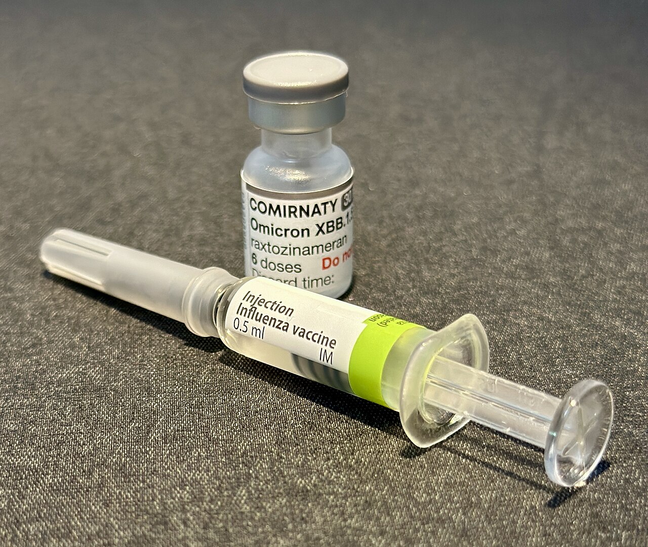Vaccine vial and syringe healthcare